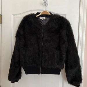 Charlotte Russe Zipup Black Fur Coat